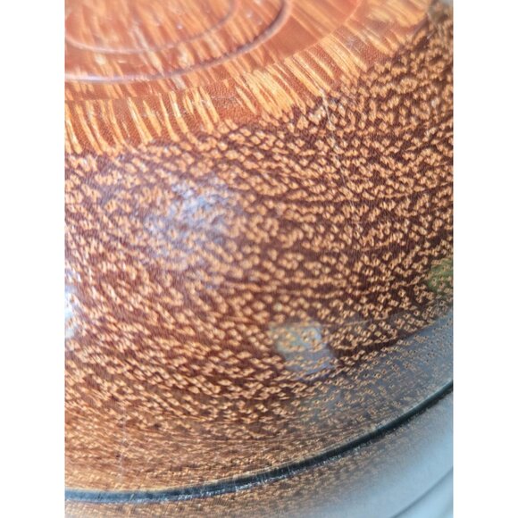 Handcrafted Round Wood Tobacco Jar With Finial Lid & Ridged Seal - Picture 8 of 10